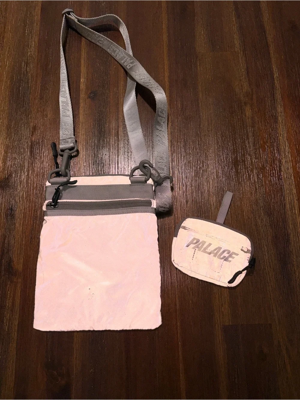 PALACE Light Gray Reflector  Men’s Messenger Crossbody with Coin Pouch